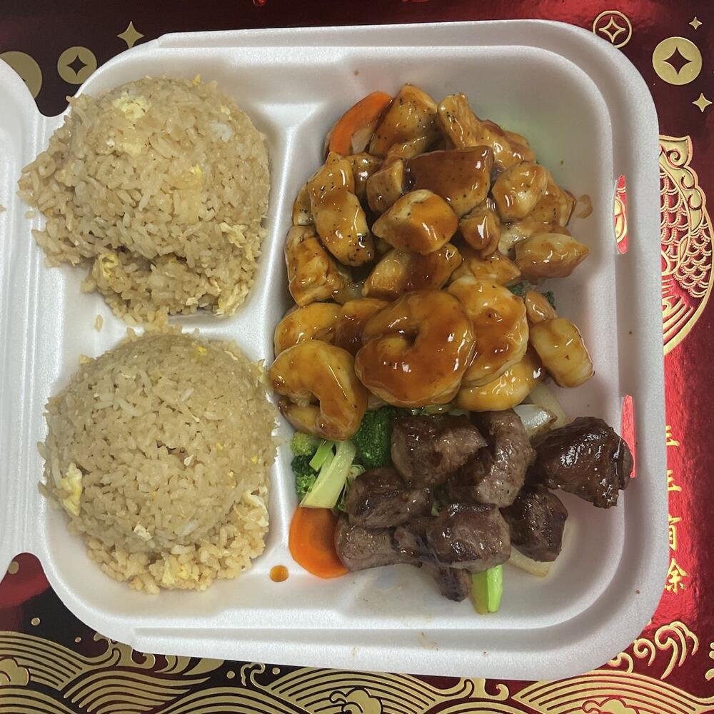 (D) Hibachi Steak. Chicken & Shrimp